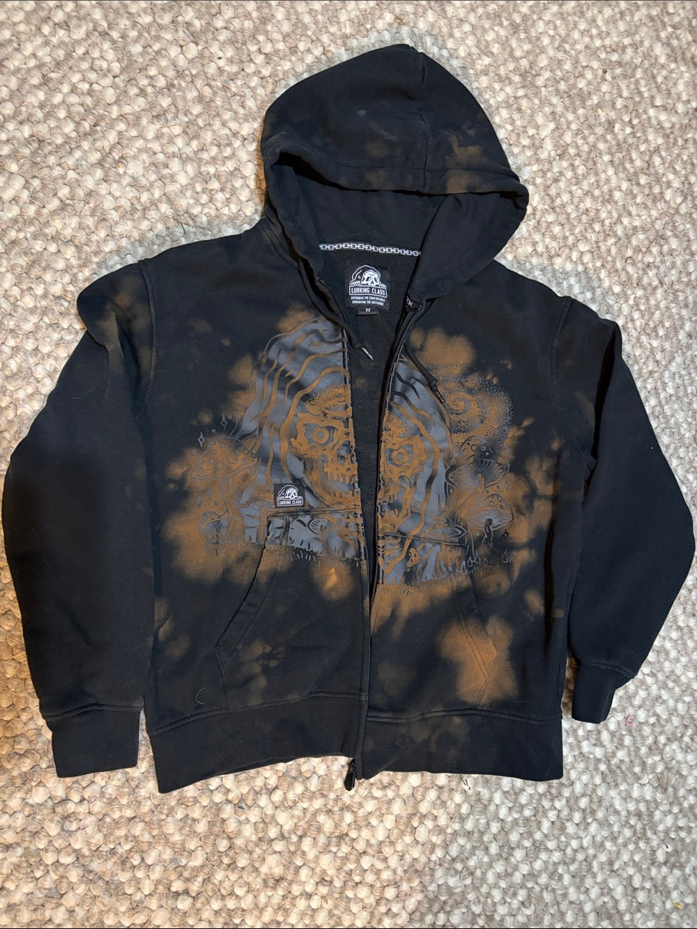 Black & Brown Tie-Dye Teen Zip Hoodie Zumies - Lurking Class size M.